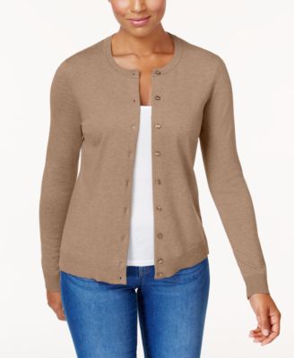 Karen Scott - Long-Sleeve Crew-Neck Cardigan