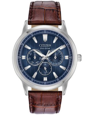 Citizen - Men's Corso Brown Leather Strap Watch 44mm