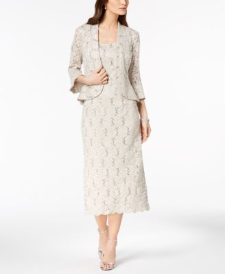 R & M Richards - Sequined Lace Midi Dress and Jacket