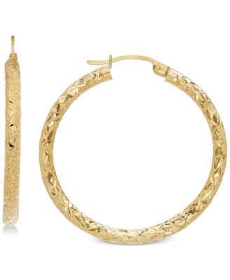 Macy's - Textured Hoop Earrings in 14k Gold