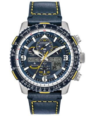 Citizen - Men's Analog-Digital Chronograph Promaster Blue Angels Skyhawk A-T Blue Leather Strap Watch 46mm
