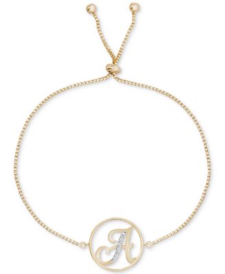 Macy's - Diamond Accent Initial Bolo Bracelet in 18k Gold-Plate