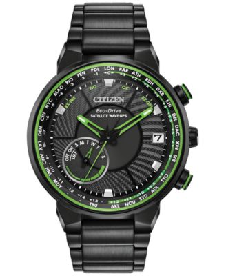 Citizen - Men's Satellite Wave-World Time GPS Black Stainless Steel Bracelet Watch 44mm