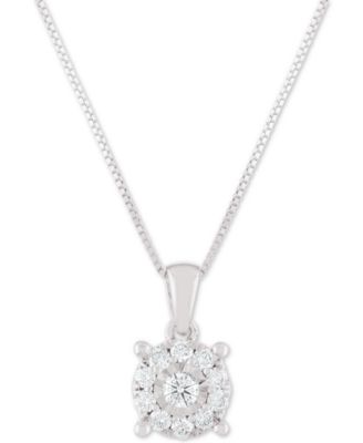 Macy's - Diamond Halo 18" Pendant Necklace (1/3 ct. t.w.)