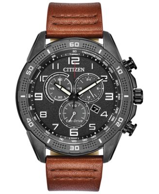 Citizen - Men's LTR Brown Leather Strap Watch 45mm