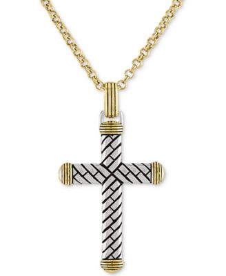Esquire Men's Jewelry - Men's Textured Cross 22" Pendant Necklace