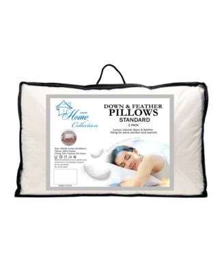 Sweet Home Collection - Down and Feather Blend 100% Cotton Cover Premium Standard Pillow 2-Pack
