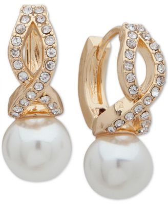 Anne Klein - Gold-Tone Imitation Pearl Huggie Earrings