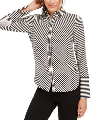 Anne Klein - Printed Slit-Cuff Blouse