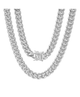 STEELTIME - Men's Stainless Steel 30" Miami Cuban Link Chain with 10mm Box Clasp from