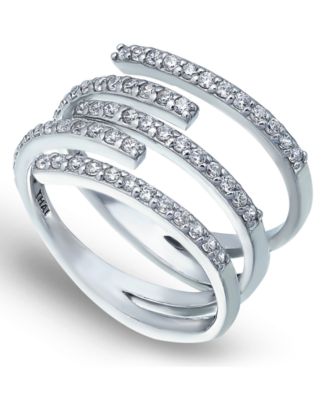 Macy's - Cubic Zirconia 5 Row Bypass Ring in Fine Silver Plate & 18K Gold Plate