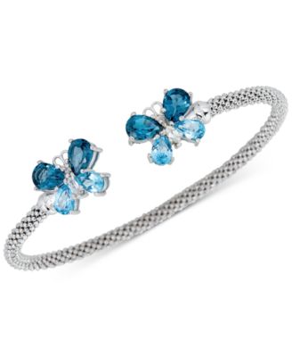 Macy's - Amethyst (2-3/8 ct. t.w.) & White Zircon (1/4 ct. t.w.) Butterfly Mesh Cuff Bracelet (2-3/8 ct. t.w.) in 14k Rose Gold-Plated Sterling Silver (Also in Blue Topaz)
