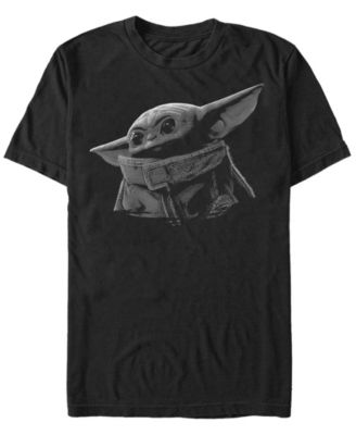 Fifth Sun - Men's Star Wars The Mandalorian The Child Grayscale Portrait Short Sleeve T-Shirt