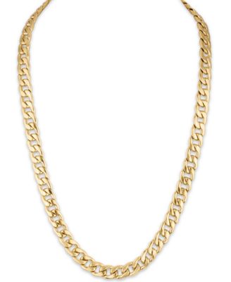 Macy's - Men's Cuban Link (11.75mm) 22" Chain in Yellow IP over Stainless Steel, Black IP over Stainless Steel or Stainless Steel