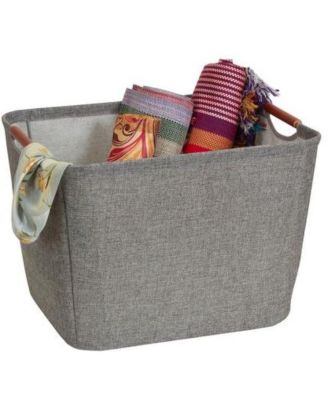 Household Essentials - Medium Tapered Soft-Side Storage Bin with Wood Handles
