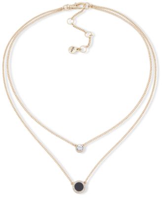 DKNY - Gold-Tone Stone & Crystal Layered Pendant Necklace, 16" + 3" extender