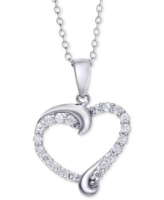 Macy's - Diamond Swirl Heart Pendant Necklace (1/2 ct. t.w.)