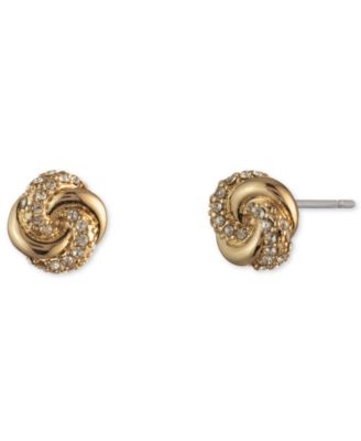 Lauren Ralph Lauren - Gold-Tone Pav&eacute; Knot Stud Earrings