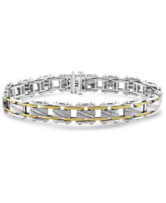 Macy's - Men's Diamond Bracelet (1 ct. t.w.) in Sterling Silver & 18k Gold-Plate