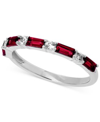 Macy's - Lab-Created Emerald (1/2 ct. t.w.) & Lab-Created White Sapphire (1/5 ct. t.w.) Stack Ring in Sterling Silver (Also in Lab-Created Ruby & Lab-Created Blue Sapphire)