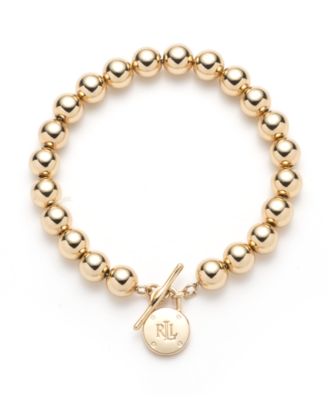 Lauren Ralph Lauren - Gold-Tone Logo Beaded Bracelet