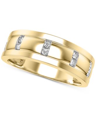 Macy's - Men's Diamond Band (1/10 ct. t.w.) in 10k Yellow Gold or 10k White Gold