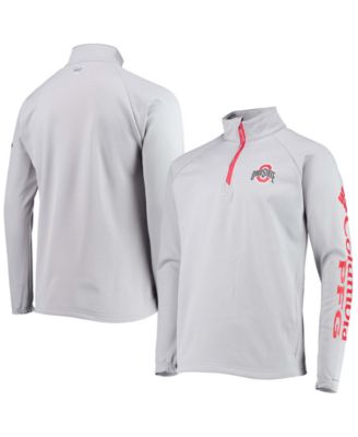 Columbia - Men's Gray Ohio State Buckeyes Terminal Tackle Fleece Raglan Omni-Shade Quarter-Zip Jacket