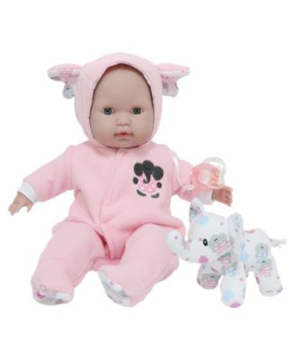 JC TOYS - JC Toys, Berenguer Boutique 15 inch Pink Soft Body Baby Doll Open/Close Eyes with Play Elephant Accessory - For Children 2 Years and older, Designed by Berenguer.