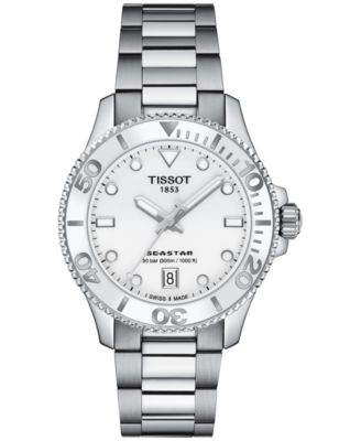 Tissot - Unisex Seastar Silver-Tone Stainless Steel Bracelet Watch 36mm