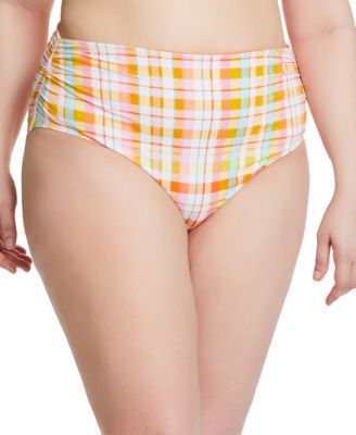 Bleu by Rod Beattie - Plus Size Hip to be Square Hi-Waist Side-Shirred Bikini Bottoms
