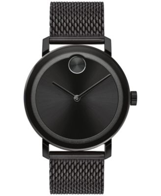 Movado - Men's Swiss Bold Evolution Black Ion-Plated Stainless Steel Mesh Bracelet Watch 40mm