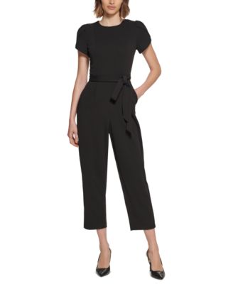 Calvin Klein - Women's Tie-Waist Tulip-Sleeve Jumpsuit