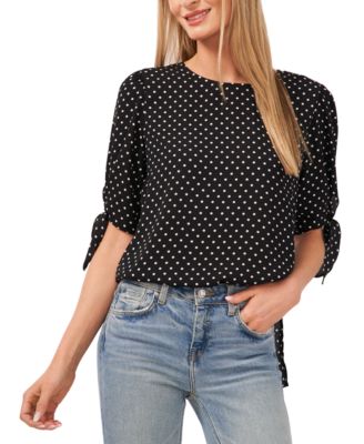 CeCe - Women's Printed Tie-Sleeve Blouse