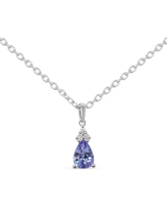 Macy's - Tanzanite (5/8 ct. tw.) & Diamond Accent 18" Pendant Necklace in Sterling Silver