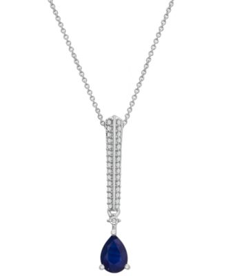 Macy's - Lab-Created Sapphire (3/4 ct. t.w.) & Diamond Accent 18" Pendant Necklace in Sterling Silver