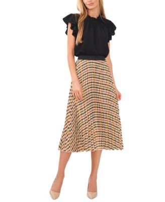 CeCe - Women's Pleated Elastic Waist Skirt