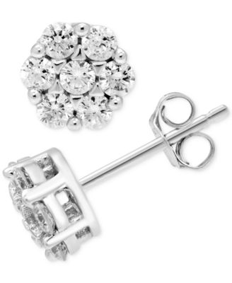 Macy's - Diamond Cluster Stud Earrings (5/8 ct. t.w.) in 14k White Gold