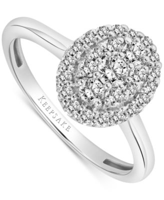 Macy's - Diamond Oval Cluster Engagement Ring (1/2 ct. t.w.) in 14k White Gold