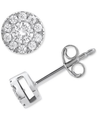 Macy's - Diamond Halo Stud Earrings (1/4 ct. t.w.) in 14k White Gold