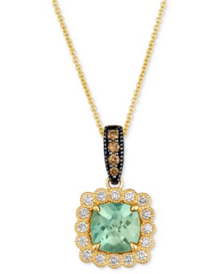 Le Vian - Mint Julep Quartz (2-1/6 ct. t.w.) & Diamond (3/8 ct. t.w.) Halo Pendant Necklace in 14k Gold, 18" + 2" extender