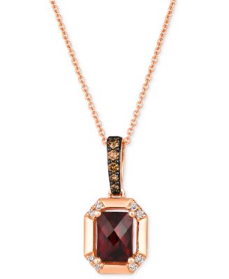 Le Vian - Pomegranate Garnet (1-3/8 ct. t.w.) & Diamond (1/8 ct. t.w.) Pendant Necklace in 14k Rose Gold, 18" + 2" extender