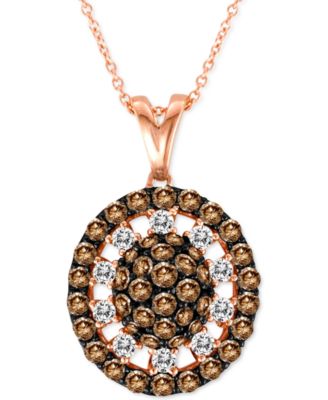 Le Vian - Chocolate Diamonds (1-3/8 ct. t.w.) & Vanilla Diamonds (1/3 ct. t.w.) Oval 18" Pendant Necklace in 14k Rose Gold