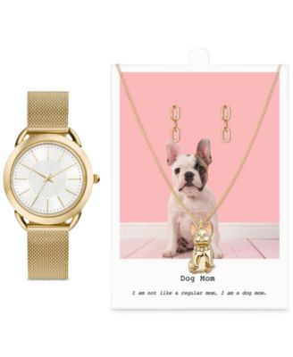 Jessica Carlyle - Women's Gold-Tone Mesh Bracelet Watch 35mm Gift Set