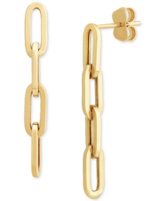 Macy's - Polished Oval Paperclip Link Drop Earrings in 10k Gold