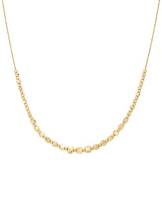 Italian Gold - Polished & Textured Bead Collar Necklace in 10k Gold, 18" + 1" extender