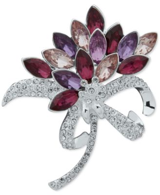 Anne Klein - Silver-Tone Boxed Purple Multi Flower Pin