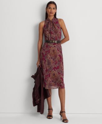Lauren Ralph Lauren - Petite A-Line Tie-Neck Dress