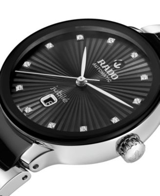 Rado - Women's Swiss Automatic Centrix Diamond (1/20 ct. t.w.) Black High-Tech Ceramic & Stainless Steel Bracelet Watch 31mm
