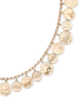 Italian Gold - Euro Coin Charm Bracelet in 14k Gold Vermeil