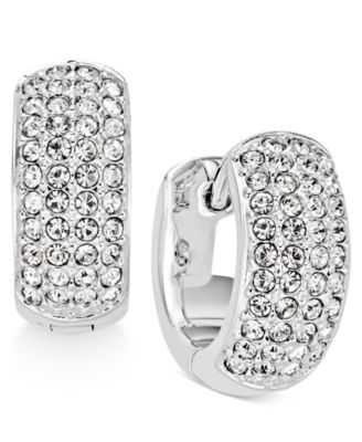 Eliot Danori - Silver-Tone Pav&eacute; Hoop Earrings